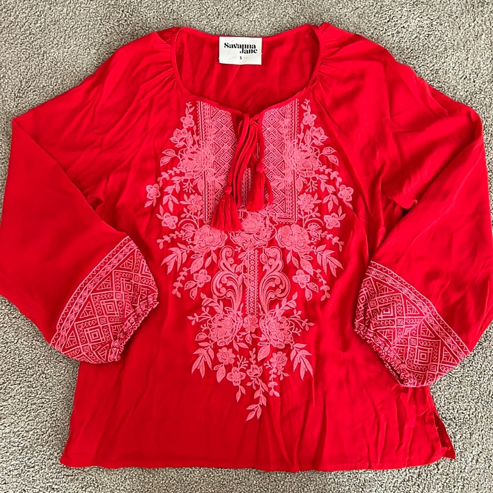 Savanna Jane embroidered peasant top